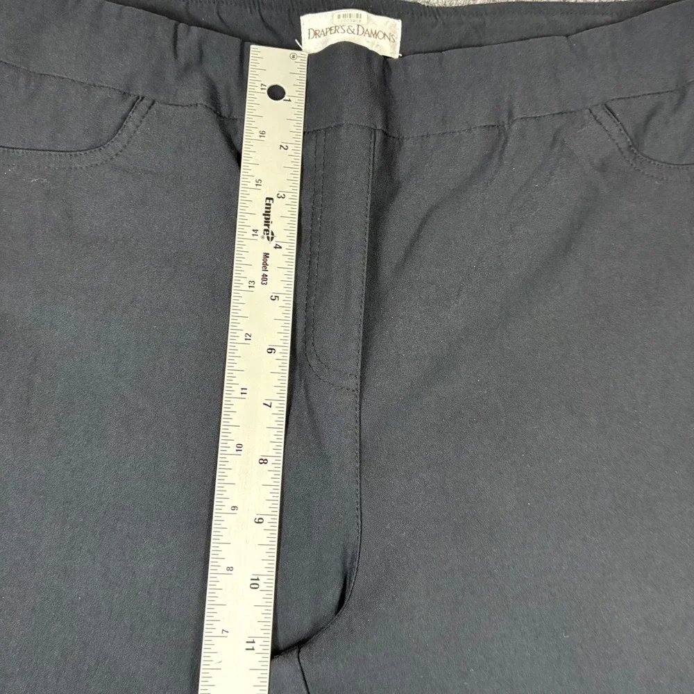 Drapers & Damons Women Large 34x30 Black Straight Leg Stretch Pull On Dress Pant